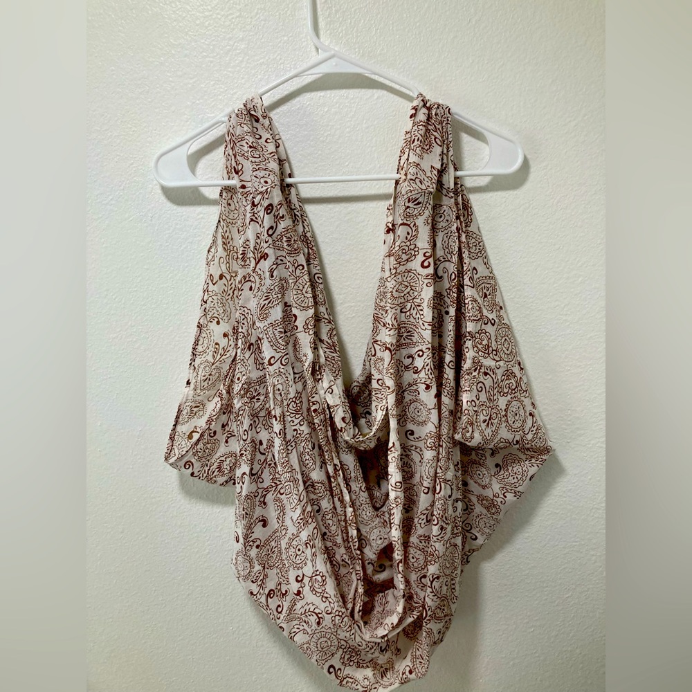 Brown patterned white cover up.